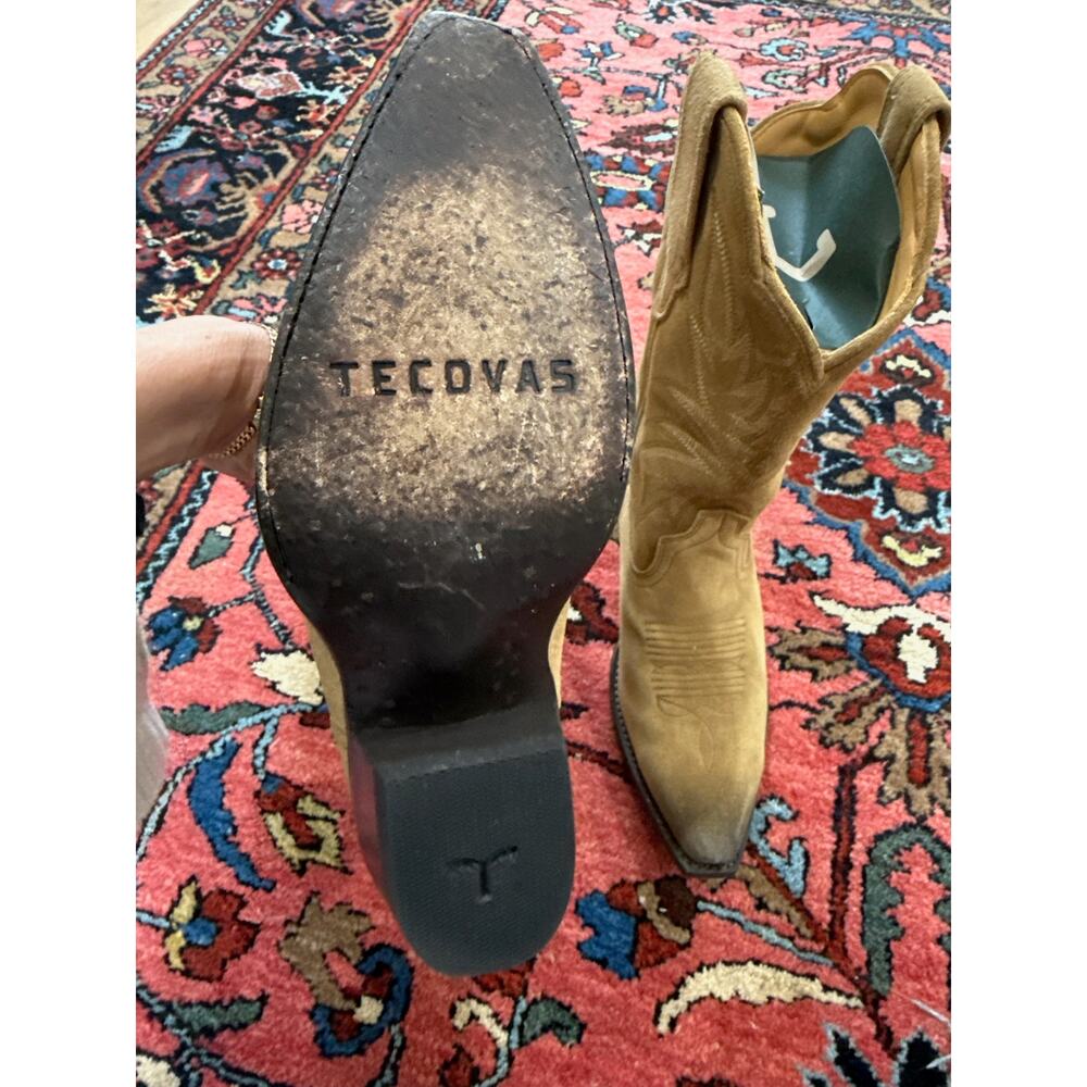 Tecovas Women's 7.5 Cowgirl Boot Cowboy The Sadie Suede Toasted Almond Brown - Picture 2 of 9